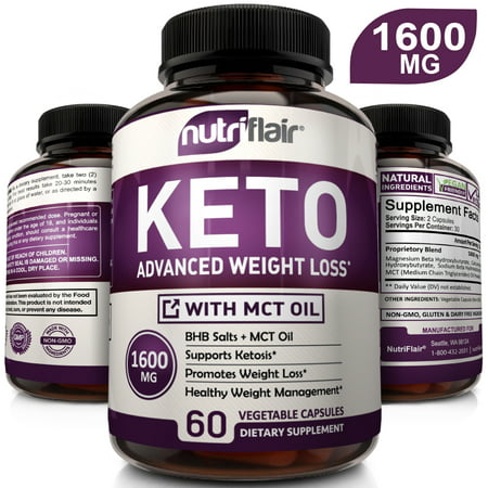 NutriFlair Keto Diet Pills 1600mg - Advanced Weight Loss Ketosis Supplement - BHB Salts (beta hydroxybutyrate) Ketogenic Carb Blocker and Fat Burner - Best Keto Capsules - Keto Pills for Women and (Best Over The Counter Water Retention Pills)