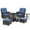 Brown/Blue, variant on Bellefurn 6 Pieces Patio Furniture Sets with Fire Pit and Swivel Rocker Chairs,Outdoor Furniture with Fire Pit & Ottoman Outdoor Conversation Set for Porch Deck Backyard Poolside