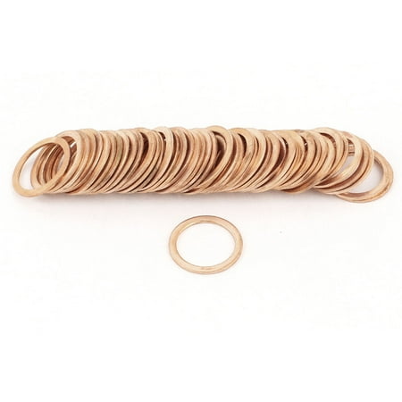 - 50PCS 18mm OD 14mm ID 1mm Thick Copper Washer Flat Ring Oil Brake Line Seal