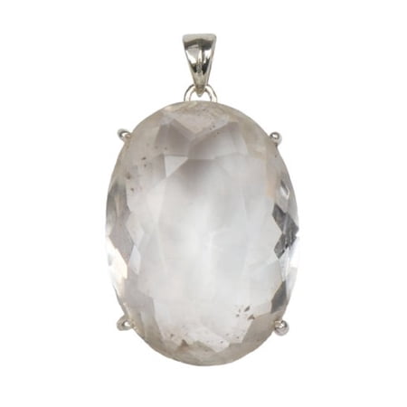 Gemhub 48ct Oval White Topaz Gemstone Pendant 925 Silver Pendant April Birthstone Pendant for Women