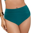 thumbnail image 4 of GEWSEY Bathing Suit Bottoms for Women - High Waisted Bikini Bottoms Ruched Tummy Control Swimsuit Bottom (Dark Green, XL), 4 of 9