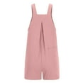 thumbnail image 5 of aidice Summer Womens Overalls Casual Adjustable Strap Button Ruched Loose Shorts Jumpsuits with Pockets, 5 of 6
