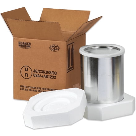10.25 Inch Foam - HAZFS1Q 5 1/8 Inch x 5 1/8 Inch x 6 3/16 Inch Single Wall Corrugated 1 - 1 Quart Foam Haz Mat Shipper Kit Made In USA 1 EACH