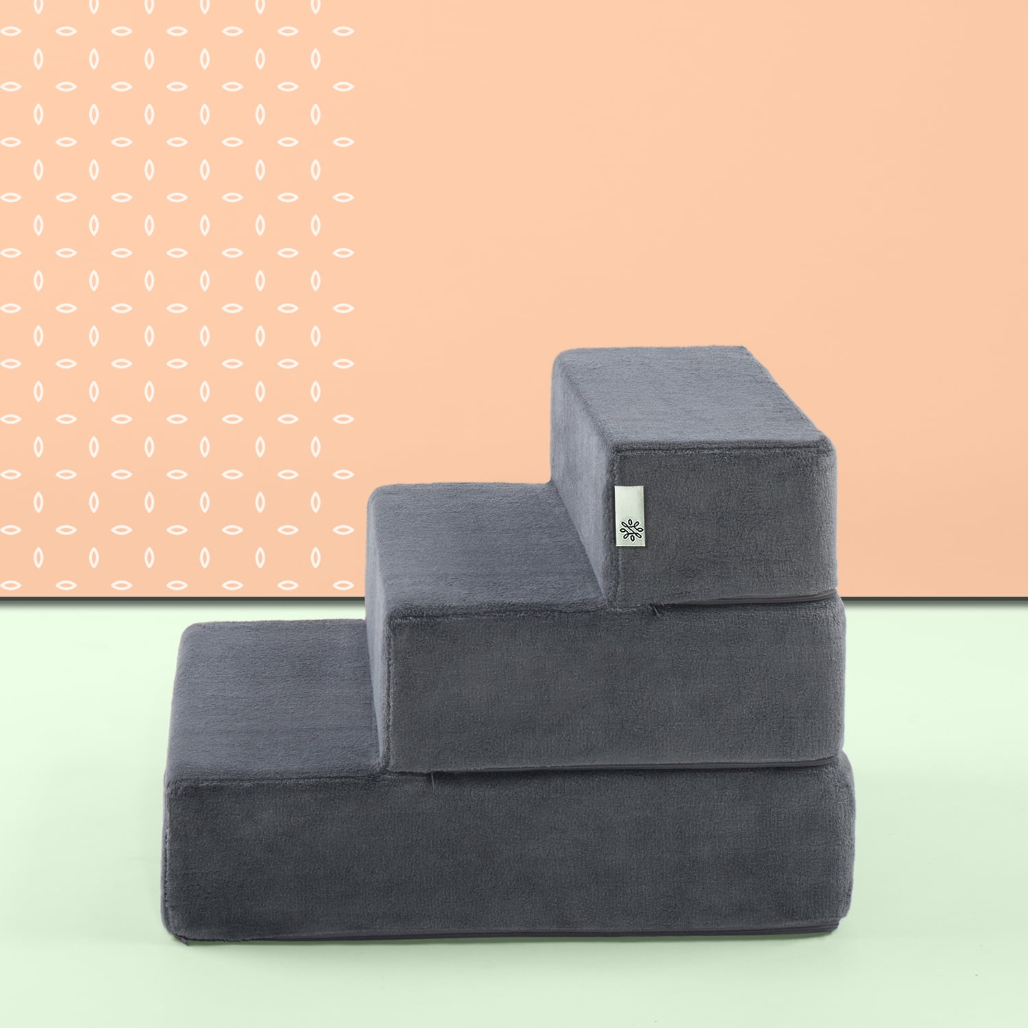 Zinus Foam 15” 3step Pet Stairs, Small, Charcoal