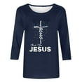 thumbnail image 5 of HOMBOM Womens Easter Shirts 2024 Navy 3/4 Sleeve Casual Tops Crew Neck Easter Cross of Jesus Tops For Women S, 5 of 5