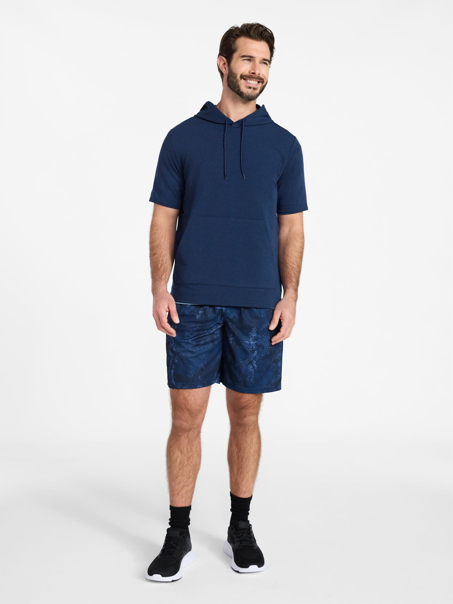 Athletic Works Men's and Big Men's Performance Coach Style Short Sleeve Hoodie Sweatshirt, Sizes XS-5XL