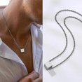 thumbnail image 1 of Collar popular para hombre, colgante masculino con triángulo cuadrado entrelazado, collares geométricos modernos de acero inoxidable, joyería hipster --- Código de producto 55761, 1 of 3