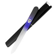 Glass Nail File with Case, Professional Crystal Nail Files, Double Sided by Bona Fide Beauty (Black Cobalt)