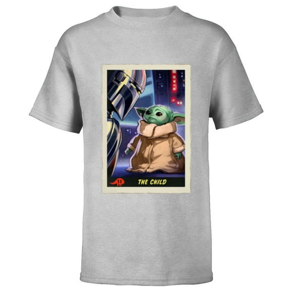 Star Wars The Mandalorian The Child Trading Card - Short Sleeve T-Shirt for Kids - Customized-Athletic Heather
