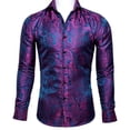thumbnail image 3 of Barry.Wang Camisas de lujo con estampado 3D de cachemira color vino tinto para hombre, camisas casuales de manga larga con flores para hombre, camisas de vestir ajustadas, 3 of 5
