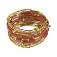 thumbnail image 1 of Elaborate Red Agate and Brass Beaded Wrap Leather Bracelet, 1 of 4