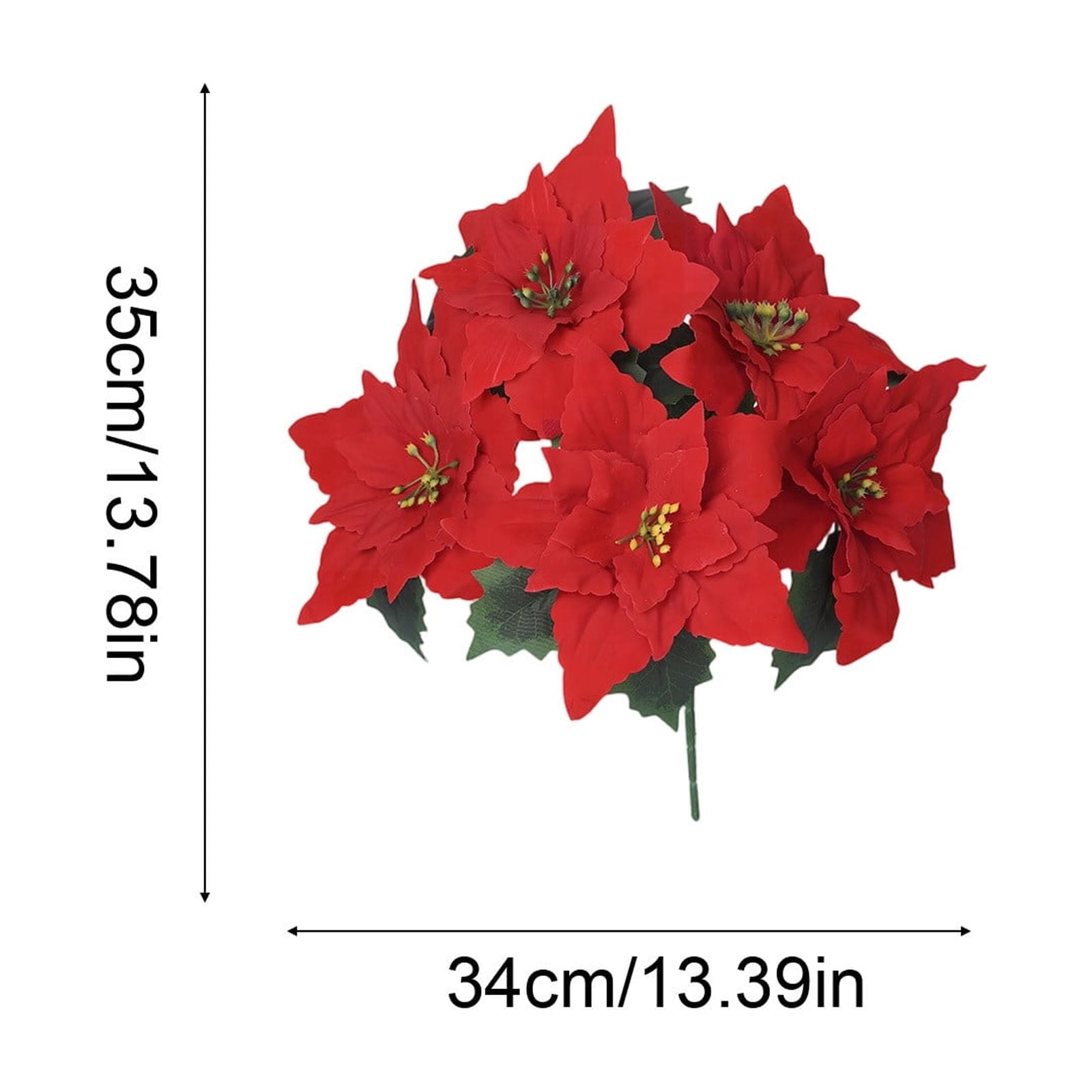Tahtuvzn Christmas Decorations Home Decor Count 5pcs Decoration Holiday Products Flannel 5-fork Bouquet Simulation Flower Poinsettia Ornament, Gifts for Sisters, Red