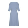 thumbnail image 5 of Atogsazn Summer Dress for Women Casualcotton 3/4 Sleeve Dress formal Elegant Solid Waist Long Dress with Belt Sky Blue XL Clearance Sale, 5 of 8