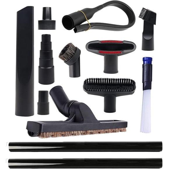 13 Pcs Universal Vacuum Attachments for Shop Vac Accessories - 2 1/2" to 1 1/4" and 1 7/8" to 1" Vacuum Hose Adapter Kit, 1 1/4" Vacuum Floor Brush Flexible Crevice Tool and Vacuum Extension Wand