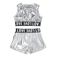 thumbnail image 5 of inhzoy Girls Sequins Dance Outfit Crop Top Short Modern Hip Hop Jazz Street Dancewear Silver 7-8, 5 of 5