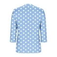 thumbnail image 6 of Feancey 3/4 Sleeve Womens Tunic Tops V Neck Casual Polka Dot Print T-Shirts Loose Fit Dressy Office Work Shirts Soft Cute Tees for Women Light Blue S, 6 of 7