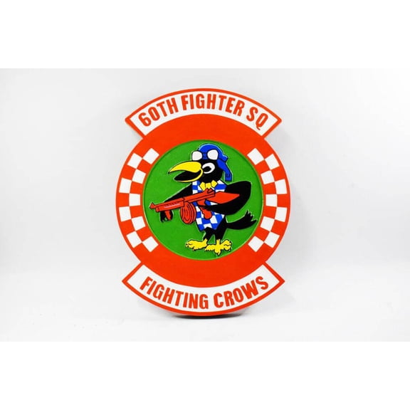 60th Fighter Squadron Fighting Crows Plaque,14, Mahogany