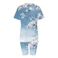 thumbnail image 2 of Blusas para las Mujeres Casual Impreso Cuello en V Manga Corta Blusa Pantalones Cortos, Conjuntos de Ropa para las Mujeres, 2 of 5