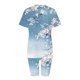 thumbnail image 2 of Blusas para las Mujeres Casual Impreso Cuello en V Manga Corta Blusa Pantalones Cortos, Conjuntos de Ropa para las Mujeres, 2 of 5