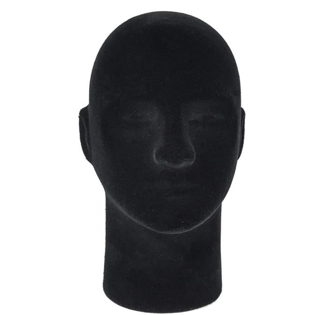 Hombre 11 "" ESPUMA DE POLIESTIRENO Terciopelo negro como MANIQUÍ CABEZA DE MANIQUÍ peluca exhibición sombrero gafas (1 paquete)