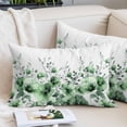 thumbnail image 2 of Green Blooms Floral Throw Pillow Covers, Farmhouse Spring Flowers Botanical Soft Breathable Pillow Cases with Invisible Zipper for Sleeping, Small Pillowcases for Couch Bed Sofa Chair 16x24 Inches, 2 of 9
