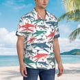 thumbnail image 2 of Lsque Colorful Shark pattern Hawaiian Shirt for Men, Unisex Summer Beach Casual Short Sleeve Button Down Shirts-Medium, 2 of 9