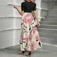 thumbnail image 3 of Difdany Maxi Dresses for Women 2025 Casual Patchwork Tie Puff Sleeve Dress Summer Modest Elegant Church Wedding Guest Dresses Pink M, 3 of 8