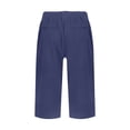 thumbnail image 7 of HKYNLAG Capri Pants for Women Petite Pull On Knee Length Cotton Linen Capris Summer Straight Leg Loose Beach Shorts with Pockets Royal Blue S, 7 of 7
