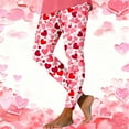 thumbnail image 2 of Alkepwun Womens Pants High Waisted Valentine's Day Print Tummy Control Casual Leggings Soft Comfort Plus Size Athletic Running Yoga Tights, 2 of 9