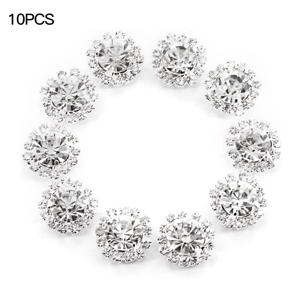 10Pcs Alloy Claw Cup Rhinestones Flowers Flatback Buttons Embellishments 20 mm 