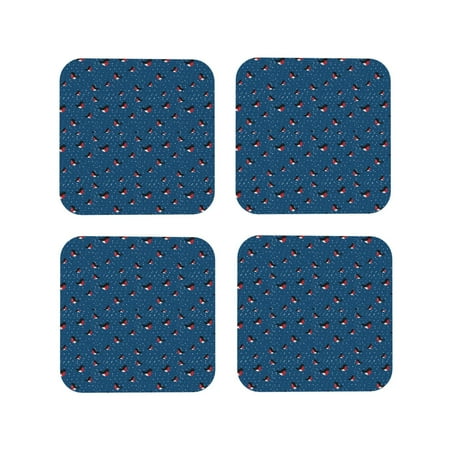 

Matuu Bullfinches 1 for Cup Coasters Set of 4 Leather Coasters Desk Coasters for Office Measures 4” x 4”-Square