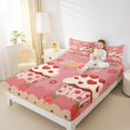 thumbnail image 4 of Feelyou Kawaii Strawberry Cake Full Size Sheets, Love Heart Flower Bed Sheets, Princess Pink Cartoon Sheet Sets, Luxury Bedroom Decor, 4pcs, 4 of 7