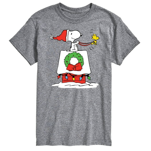 Peanuts - Snoopy & Woodstock House Sleigh - Men's Short Sleeve Graphic T-Shirt