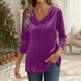 thumbnail image 3 of STETMN Cowl Neck Tops for Women 3/4 Sleeve Lightweight Pullover Shirt Casual Slim Fit Solid Tunic T-shirt, 3 of 8