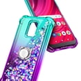 thumbnail image 5 of Compatible with BLU View 4 Case (B135DL) / View 2 (2023, 6.09 inch) Case with Tempered Glass Screen Protector, Ring Holder/Wrist Strap, Nagebee Glitter Liquid Floating Cute Phone Cover (Aqua/Purple), 5 of 6