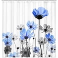 thumbnail image 2 of Blue Shower Curtain, Rustic Elegant Floral Blue and Gray Daisy Flower Bathroom Curtains, Cute Wildflower Design Farmhouse Plant Grey Shower Curtain Liner with Hooks,72x72Inch, 2 of 6