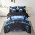 thumbnail image 2 of Erosebridal Outer Space Spacecraft Bedding Sets Twin Size,Galaxy Planet Comforter Sets with Sheets,Earth Print Bed in a Bag Twin Size For Men Women,Breathable Bedroom Decor Reversible,7-Piece, 2 of 6