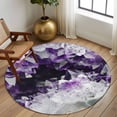 thumbnail image 3 of Purple Black Geometric Round Rug 8ft Washable Circle Rugs Non Slip Modern Abstract Crystals Artwork Large Area Rug Indoor Floor Carpet for Bedroom Kitchen Living Room Home Office Dining Room Nursery, 3 of 7