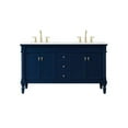 thumbnail image 3 of Elegant Decor Lexington 60" Solid Wood Double Bathroom Vanity in Blue, 3 of 8