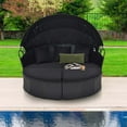 thumbnail image 2 of Costway Patio Round Daybed with Retractable Canopy Rattan Sectional Seating Black, 2 of 8
