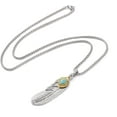 thumbnail image 4 of 1pc 201 Stainless Steel Chain Zinc Alloy and Rhinestone Necklaces Feather Turquoise Antique Silver 23.62 inch(60cm), 4 of 4