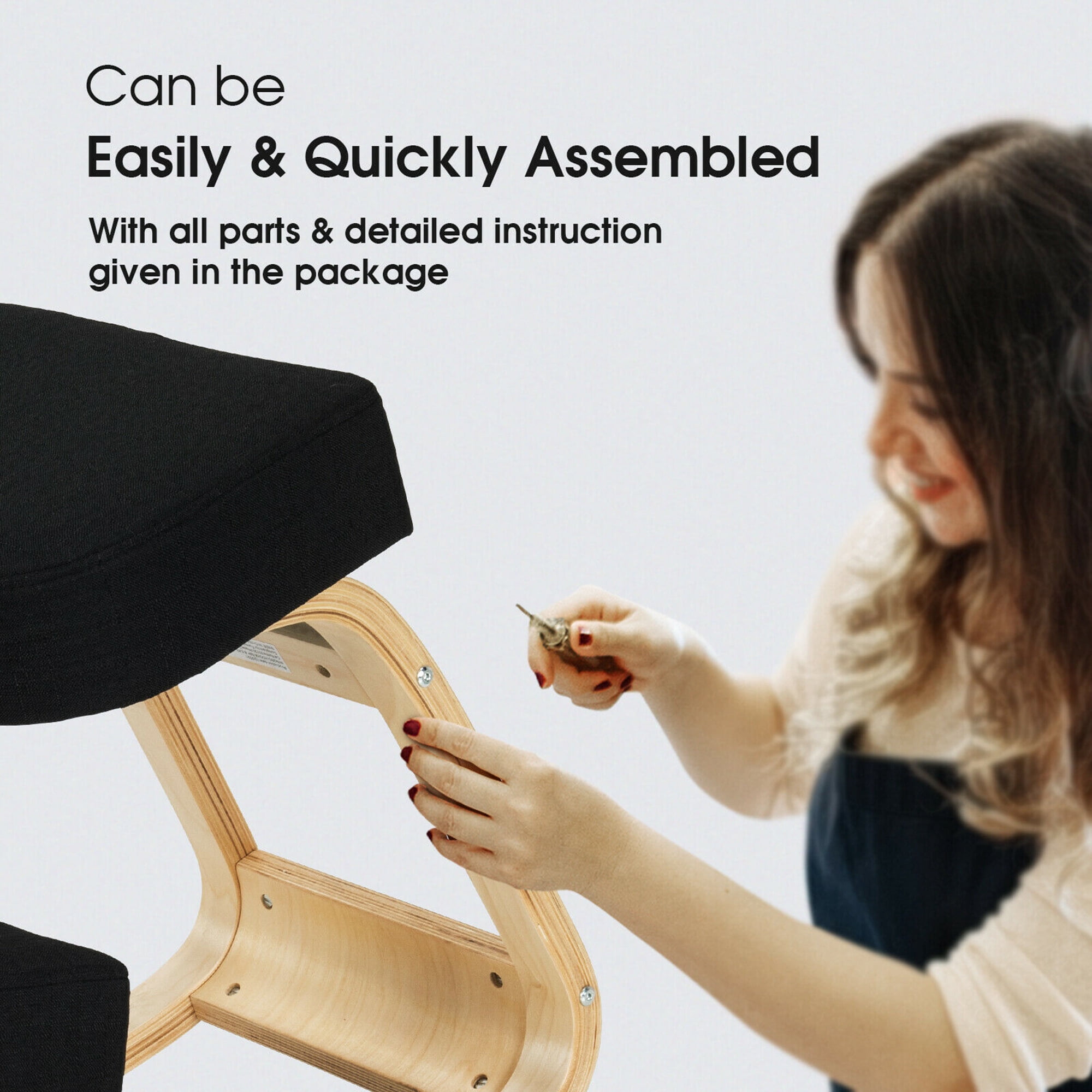 Gymax Ergonomic Kneeling Chair Rocking Stool Upright Posture Office Furniture Black