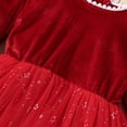 thumbnail image 6 of Girls Christmas Velvet Dresses with Star Print Long Sleeve Crew Neck Cute A-Line Tulle Dress for Holiday, 6 of 9