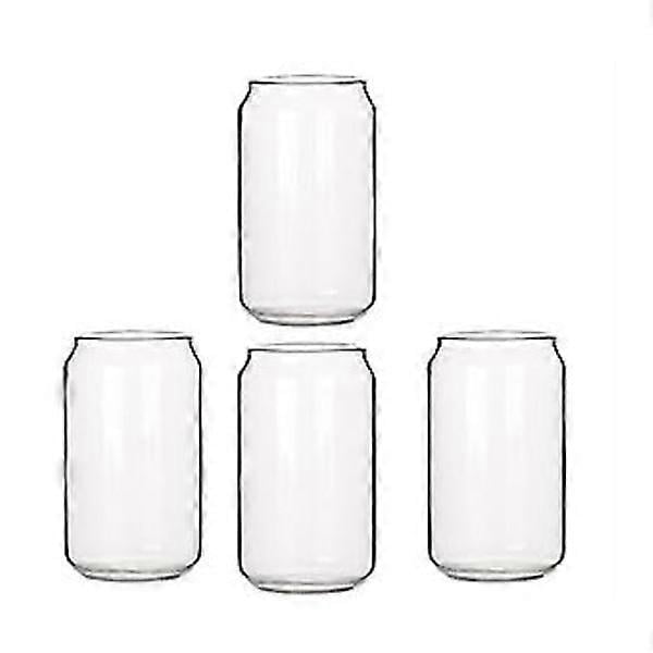 4-pack Glass Jars in the Shape of Beer Cans, Simple Cups for Water, Milk, Beer, Smoothies, Dessert, Cola, 4