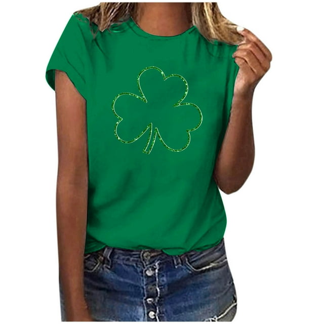 Chemise de la Saint-Patrick pour Femmes Imprimée d'Hiver Décontractée à Fleurs