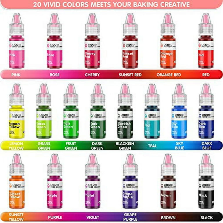 Food Coloring Liquid Set - Jelife 20 Colors Liquid Food Dye Edible