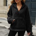 thumbnail image 4 of Sudadera con capucha y media cremallera holgada para mujer - Chaqueta informal y cómoda para el frío, 4 of 8