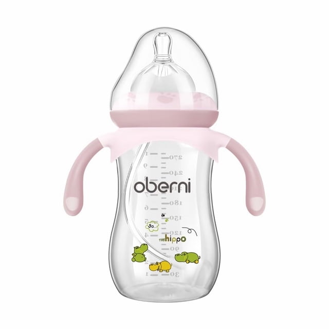 Biberón para bebé Oberni 270 ml con pajilla ponderada y mango antideslizante