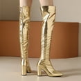thumbnail image 5 of Honeeladyy Women's Metallic Over Knee High Boots High Heel Boot with Zipper Pointed Toe Dance Shoes #I, 5 of 6