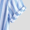 thumbnail image 3 of Camisas Para Hombre Slim Fit Manga de algodón rayada Casual Manga Loose Mens Short Shirt Lind Buttons Men's blusa de Men (Blue, XL), 3 of 7